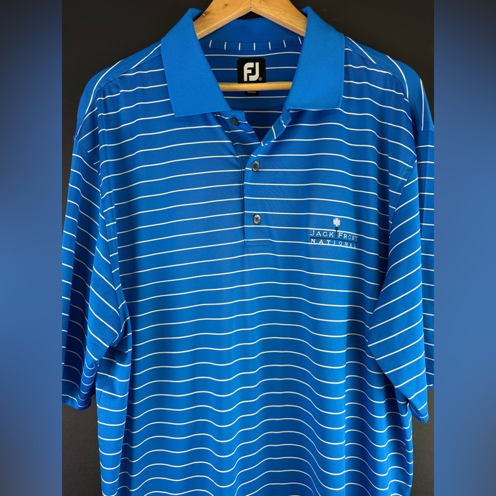 FootJoy Blue and White Striped Polo Shirt